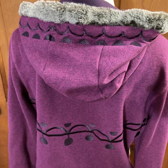 Disney Frozen Broadway Musical Jacket Fur Hoodie Sz XL Purple Embroidered - Picture 8 of 12